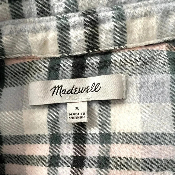 MADEWELL | Midnight Green Flannel Sunday Shirt in Cronston Plaid Size S - Picture 9 of 11